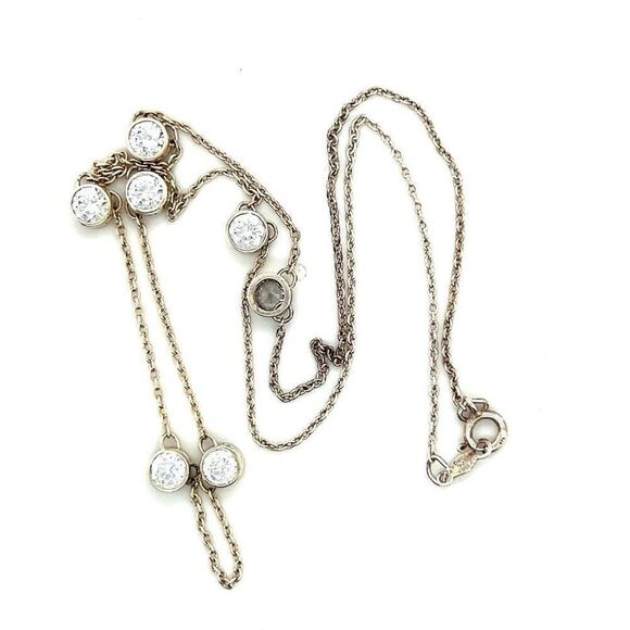 925 Silver Station Cz Necklace - Picture 4 of 6